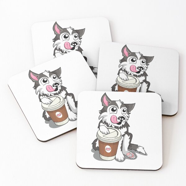 Item preview, Coffee Lover Husky Dog Art designed and sold by DoodleWoofs.