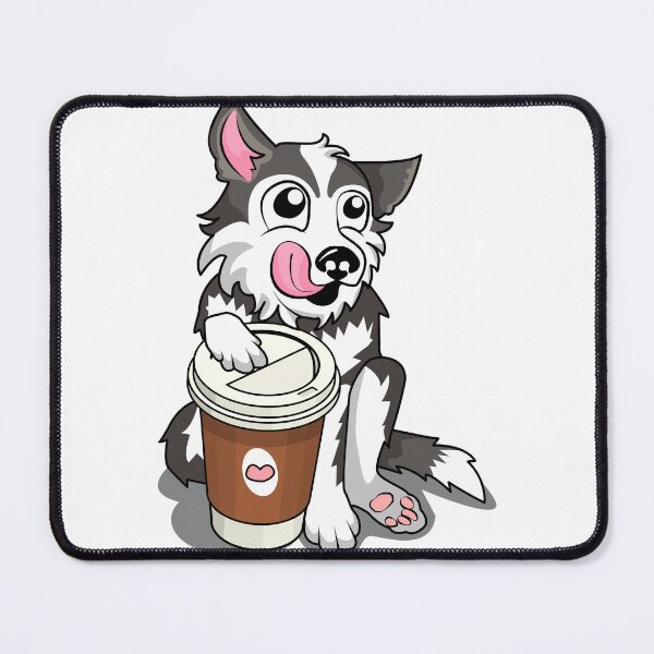 Item preview, Coffee Lover Husky Dog Art designed and sold by DoodleWoofs.