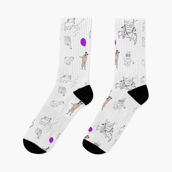 Item preview, PUG pattern with PURPLE balloon and WHITE / CLEAR background designed and sold by MonicaArtist.