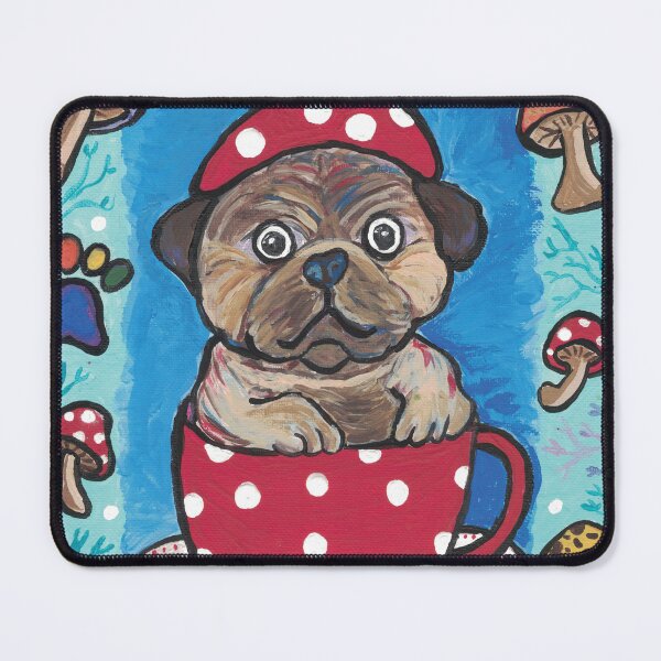 Item preview, Café Pups in Cups – Mushroom Pug designed and sold by MorganRoseArt.