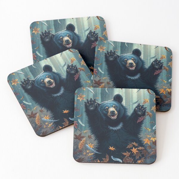 Item preview, Happy Black Bear Tossing Leaves designed and sold by Skye Ryan-Evans.