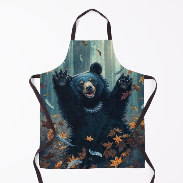 Item preview, Happy Black Bear Tossing Leaves designed and sold by Skye Ryan-Evans.