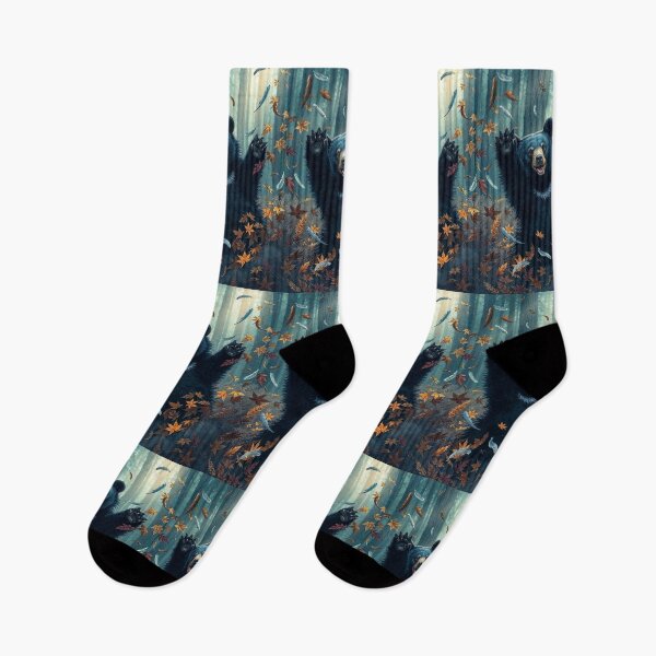 Item preview, Happy Black Bear Tossing Leaves designed and sold by Skye Ryan-Evans.