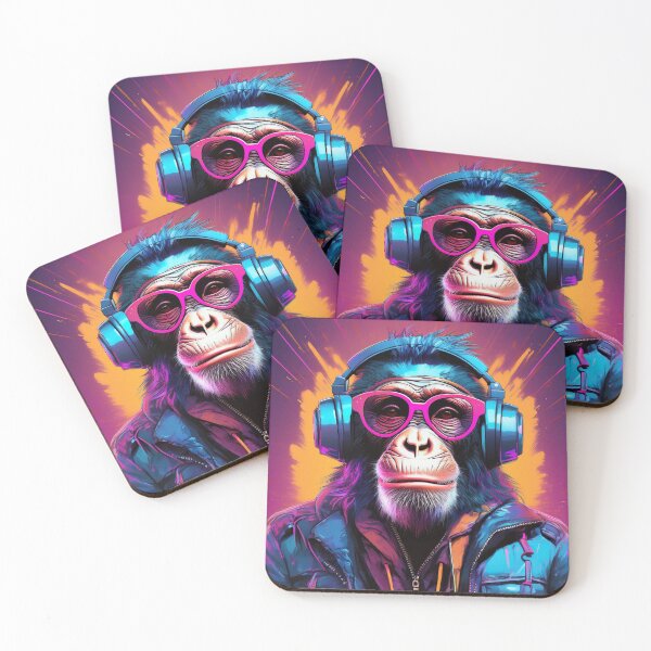 Item preview, Chimpanzee in Headphones and Shades Synthwave  designed and sold by Boxing Kangaroo Retail Company.