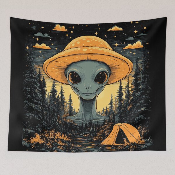 Item preview, ALIEN DESIGN CAMPING FOREST TRIPPY RETRO COTTAGECORE designed and sold by NikoDeeko.