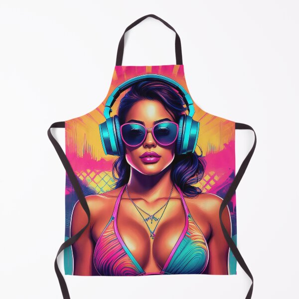 Aperçu de l'œuvre Déesse gameuse en maillot de bain style Graffiti Synthwave créée et vendue par Boxing Kangaroo Retail Company.