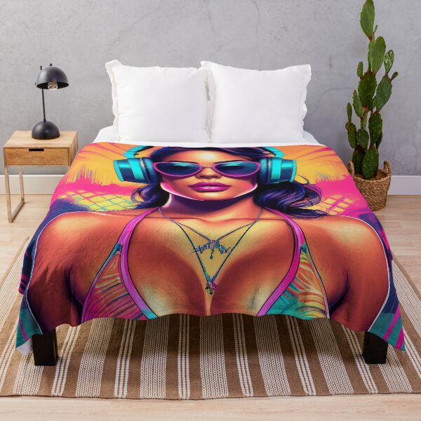 Item preview, Gamer Goddess in swimsuit Graffiti Synthwave style designed and sold by Boxing Kangaroo Retail Company.