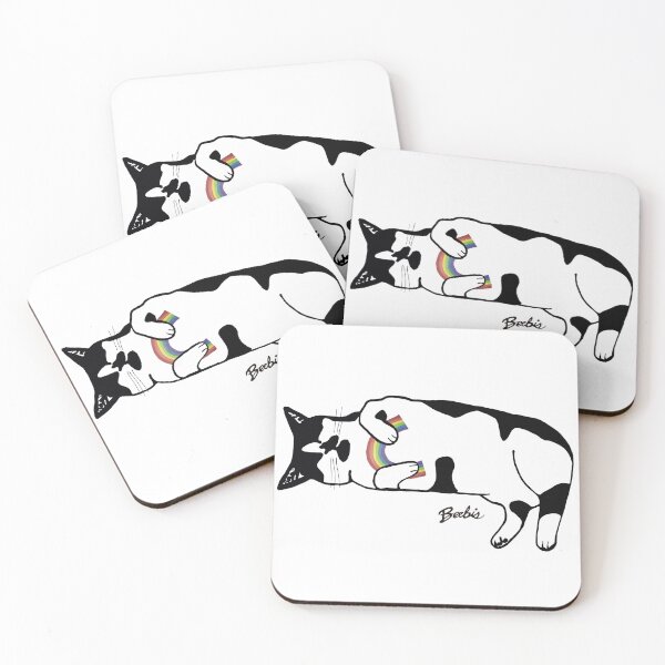 Item preview, Kitty Loves Rainbow laying down Manx Cat Art Colorful Pride Gift designed and sold by Beebis.