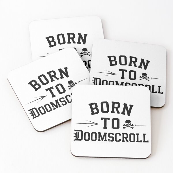 Item preview, Born To Doomscroll Funny Social Media Anxiety Skull Design designed and sold by JenBoyte.