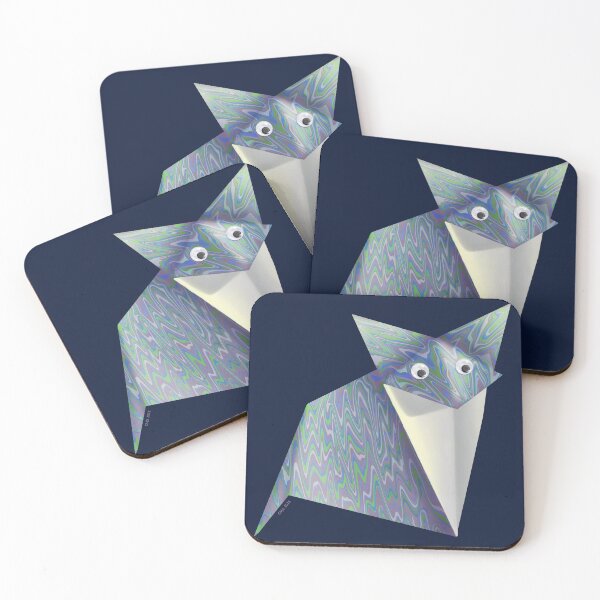 Item preview, Googly-Eyed Origami Fox - Blue Marbled designed and sold by TimeLady's Closet.