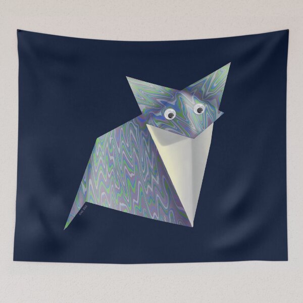 Item preview, Googly-Eyed Origami Fox - Blue Marbled designed and sold by TimeLady's Closet.