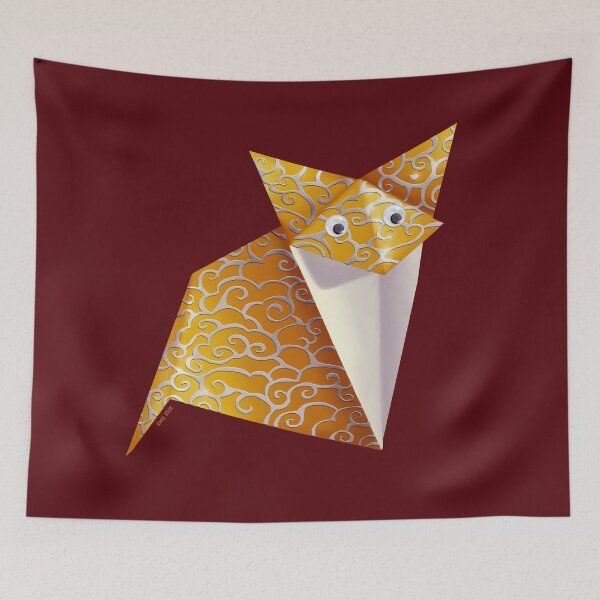 Item preview, Googly-Eyed Origami Fox - Orange and Silver Embossed designed and sold by TimeLady's Closet.