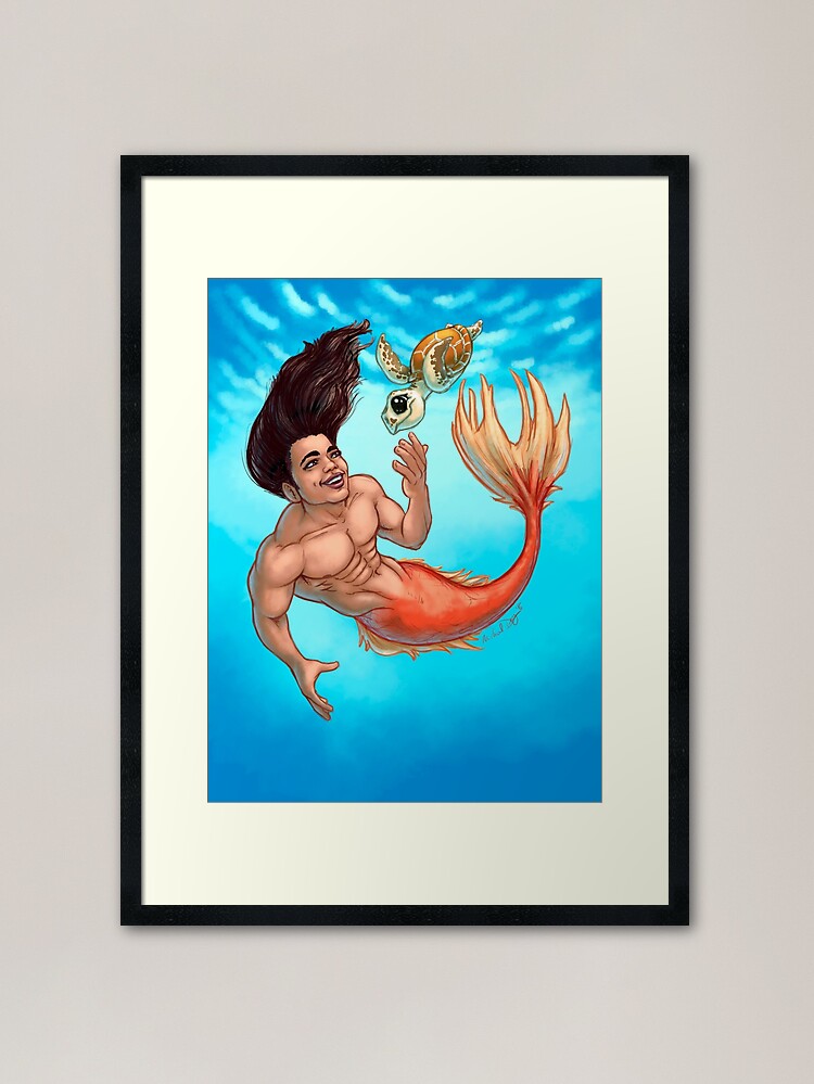 Alternate view of Merdude with Turtle Framed Art Print