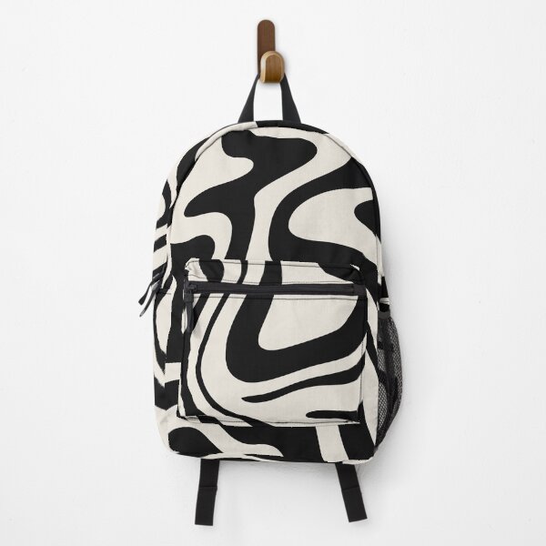 Item preview, Vintage Fluid Waves: Black and Almond Cream Abstract Design designed and sold by Timegraf.
