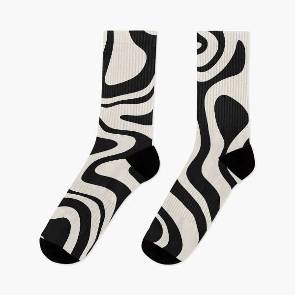 Artikelvorschau, Vintage Fluid Waves: Black and Almond Cream Abstract Design entworfen und verkauft von Timegraf.