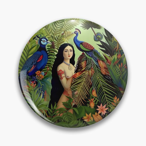 Item preview, A woman and a peacock in the rainforest. designed and sold by Natalia-Vlad.
