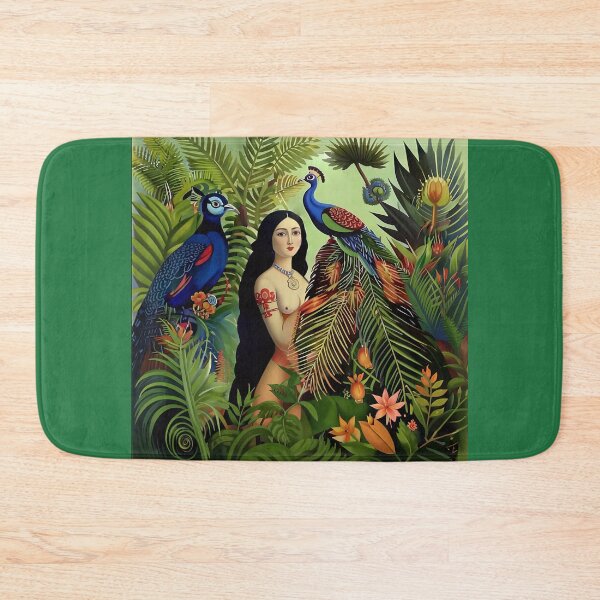 Item preview, A woman and a peacock in the rainforest. designed and sold by Natalia-Vlad.