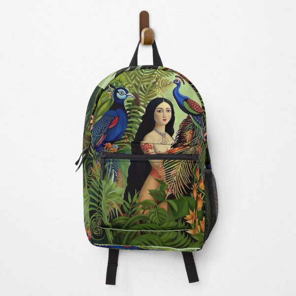 Item preview, A woman and a peacock in the rainforest. designed and sold by Natalia-Vlad.