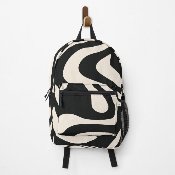 Item preview, Vintage Fluid Waves: Black and Almond Cream Abstract Design designed and sold by Timegraf.