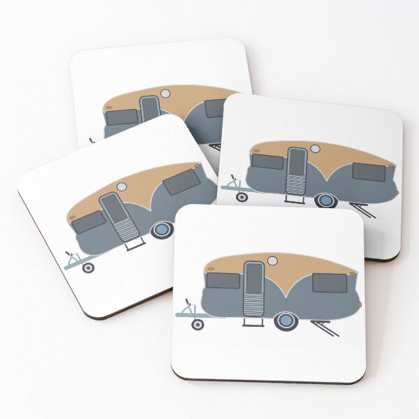 Item preview, Blue and Yellow Retro Caravan Holiday Camping Home designed and sold by Green Acre Designs.