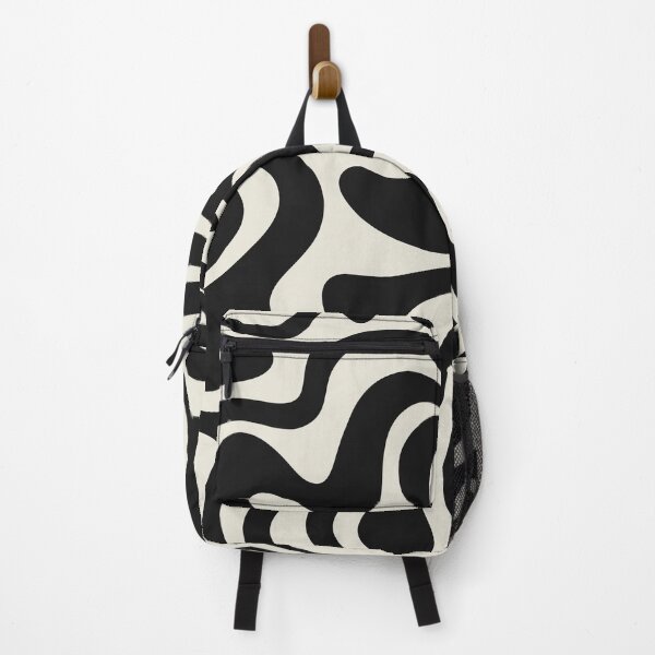 Item preview, Vintage Fluid Waves: Black and Almond Cream Abstract Design designed and sold by Timegraf.