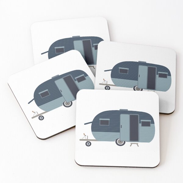 Item preview, Blue and Green Retro Caravan Holiday Camping Home designed and sold by Green Acre Designs.