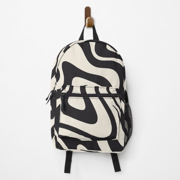 Item preview, Vintage Fluid Waves: Black and Almond Cream Abstract Design designed and sold by Timegraf.