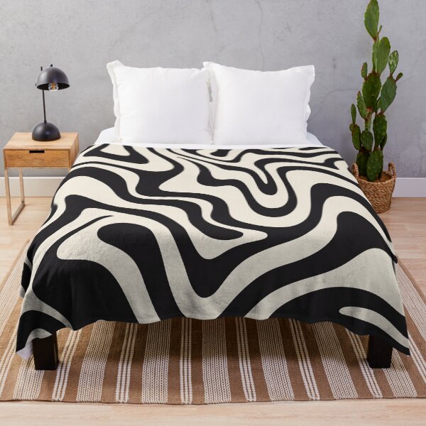 Artikelvorschau, Vintage Fluid Waves: Black and Almond Cream Abstract Design entworfen und verkauft von Timegraf.