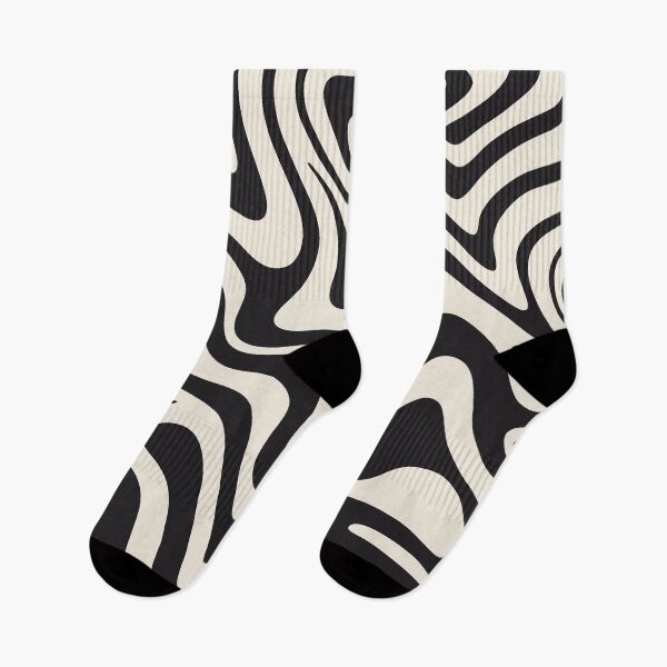Artikelvorschau, Vintage Fluid Waves: Black and Almond Cream Abstract Design entworfen und verkauft von Timegraf.