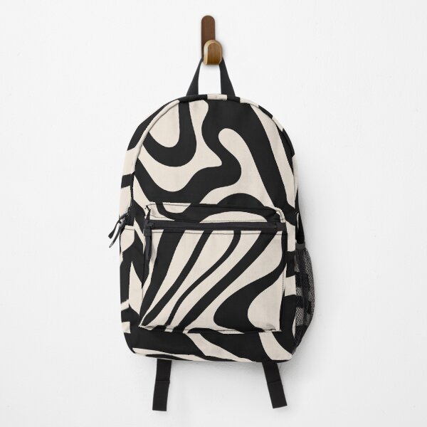 Item preview, Vintage Fluid Waves: Black and Almond Cream Abstract Design designed and sold by Timegraf.
