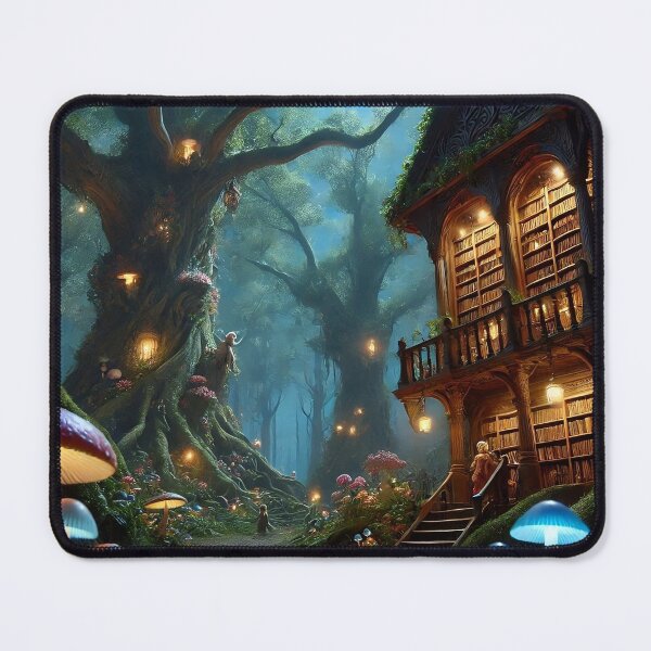 Item preview, Fairy Tale Library in a Dark Magic Forest full trees Folklore Fables DND D&D designed and sold by TheTimeTaxi.