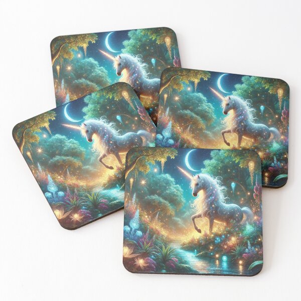 Item preview, Enchanted unicorn moonlit forest designed and sold by 0Mystica0.