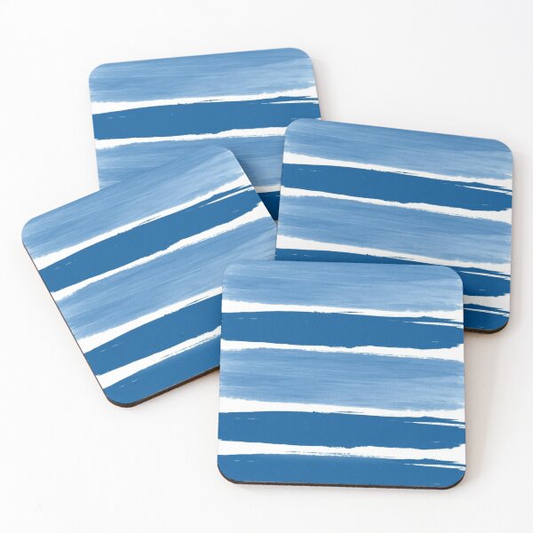Item preview, Minimalist Summer Watercolor Ombre Coastal Blue Stripes designed and sold by LEILA ART SPACE.