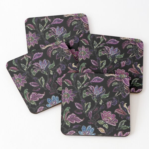 Item preview, Moody Floral Sequins Maximalist Textile designed and sold by Creative Brat Design Studio.