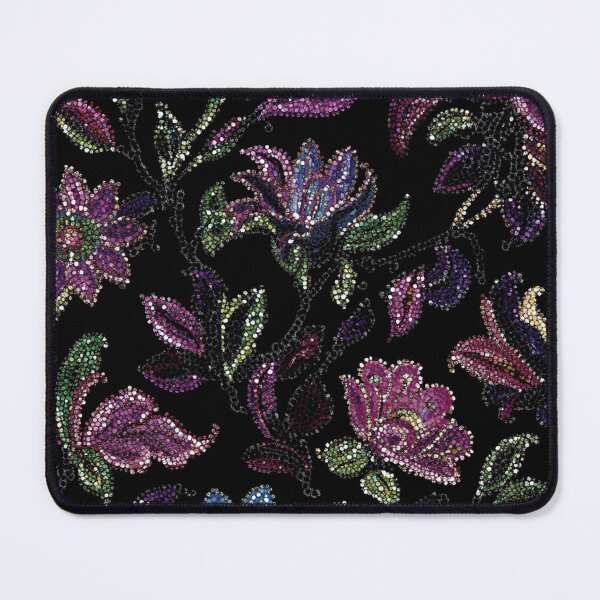 Item preview, Moody Floral Sequins Maximalist Textile designed and sold by Creative Brat Design Studio.