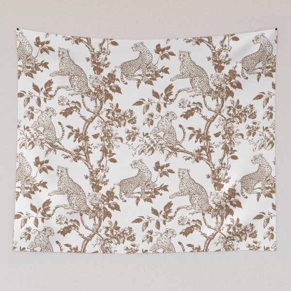 Aperçu de l'œuvre Motif floral esthétique en toile de guépard beige créée et vendue par Creative Brat Design Studio.