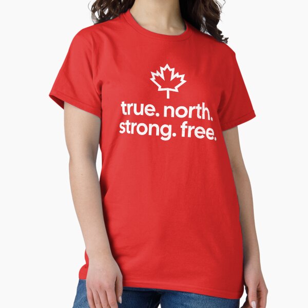 Vista previa del artículo con la obra «True North Strong Free con hoja de arce», diseñado y vendido por mooskdesign.