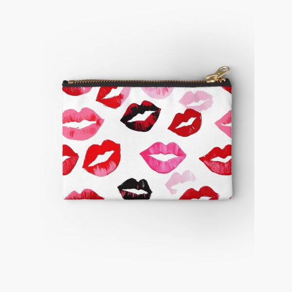 Item preview, Preppy Watercolor Lipstick Kisses Maximalist Galentines Print designed and sold by Creative Brat Design Studio.