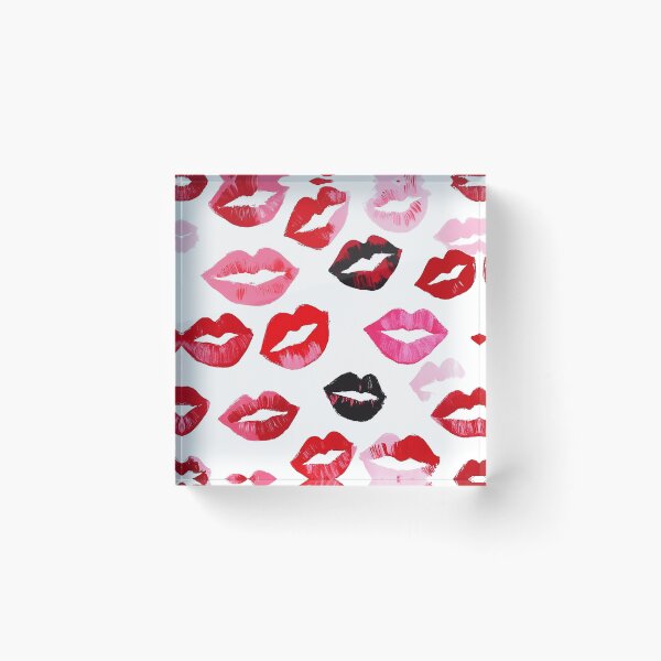 Item preview, Preppy Watercolor Lipstick Kisses Maximalist Galentines Print designed and sold by Creative Brat Design Studio.
