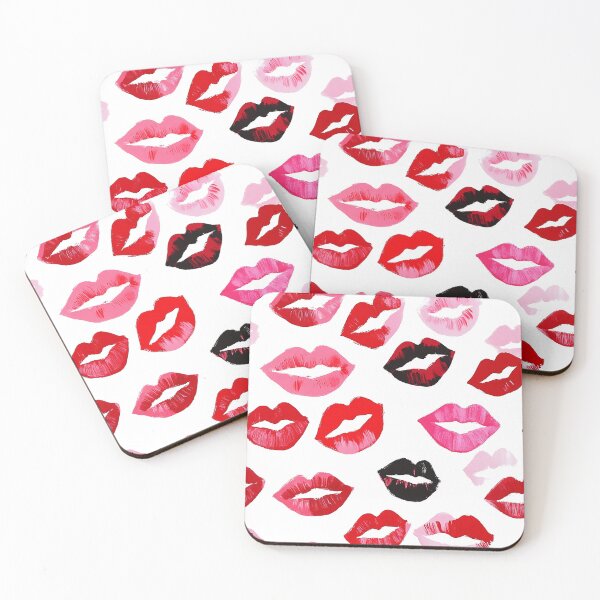 Item preview, Preppy Watercolor Lipstick Kisses Maximalist Galentines Print designed and sold by Creative Brat Design Studio.