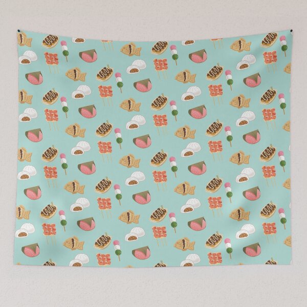 Item preview, Cute Japanese Snacks in Teal designed and sold by CriaCreative.