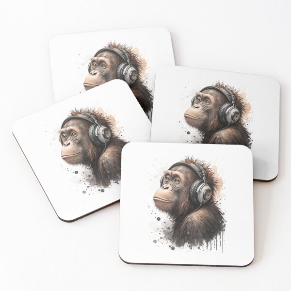 Item preview, Cool Orangutan wearing headphones designed and sold by glenwith1na.