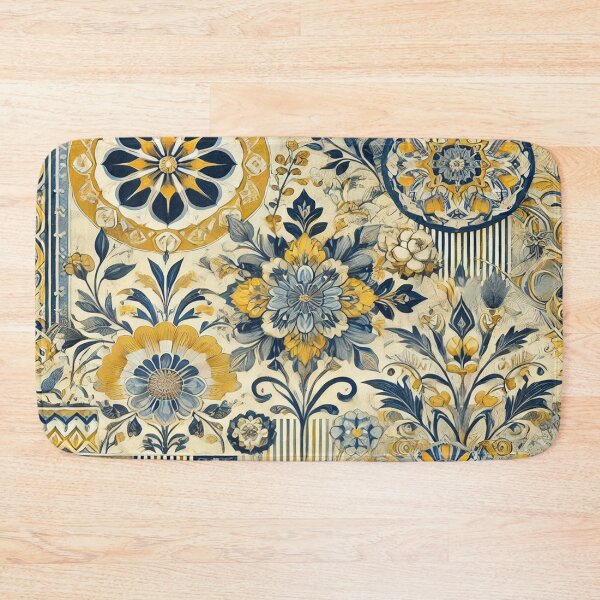 Item preview, Elegant Yellow, Blue, and Indigo Floral Geometric Pattern designed and sold by Zeeshankhan1345.