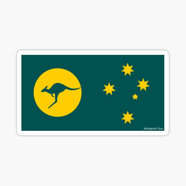 Item preview, Kangaroo Sun Flag. Australia. Tiny title in corner.  designed and sold by Kangaroo Sun.