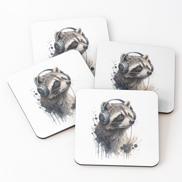 Item preview, Cool Racoon wearing headphones designed and sold by glenwith1na.
