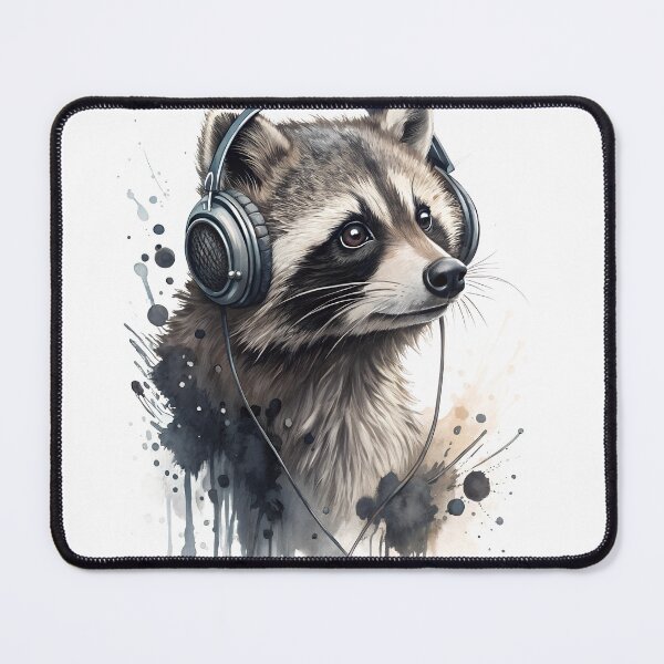 Item preview, Cool Racoon wearing headphones designed and sold by glenwith1na.