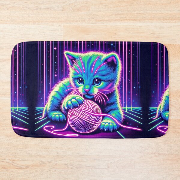 Item preview, Neon Glow Cat Playing with Yarn designed and sold by Taans-Creation.