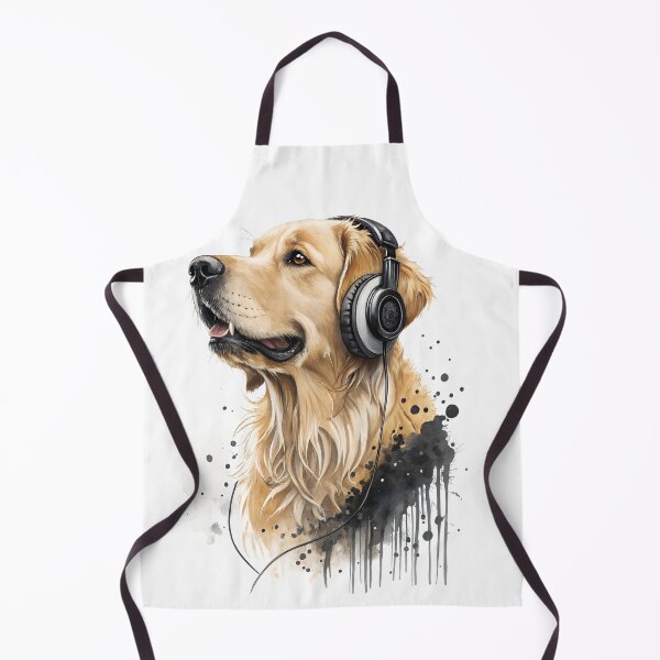 Item preview, Cool Golden Retriever Dog wearing headphones designed and sold by glenwith1na.