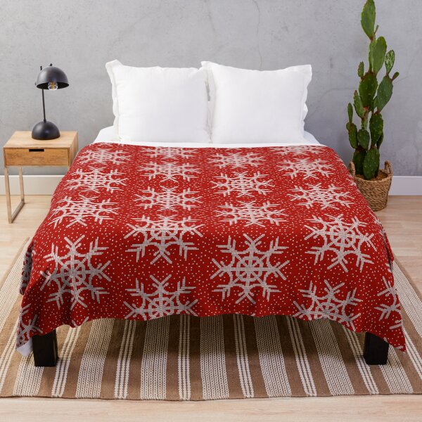 Item preview, Red and White Snowflake Pixel Art Seamless Pattern designed and sold by ArmsGeoTypo.