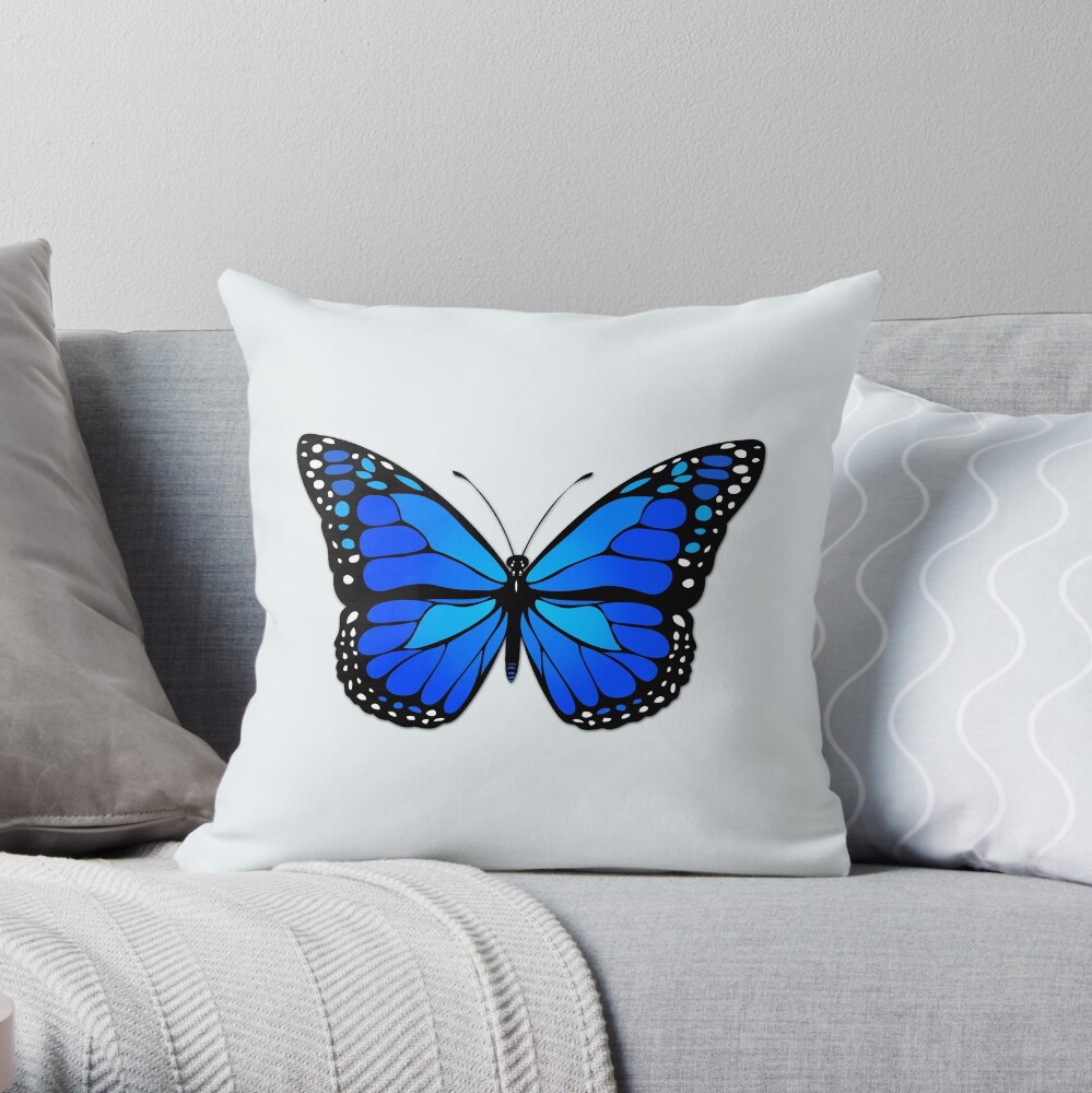 Blue butterfly Throw Pillow